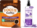 Venture Pal Mushroom Coffee & Magnesium Oil Spray Bundle: 12 en 1 Café avec Ashwagandha pour Focus & Immunity + Magnesium Oil Spray avec Lavande pour Sleep & Muscle Relief - 40 portions et 8 oz