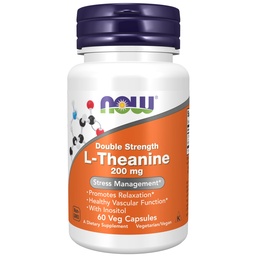 MAINTENANT Aliments suppléments, L-Theanine 200 mg avec Inositol, gestion du stress*, 60 gélules