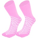 Chaussettes hospitalières non glissantes HCS avec poignées pour les femmes et les hommes (6 paires) - 360 chaussettes antidérapantes de lecture intégrale pour les aînés et les aînés - Chaussettes hospitalières, chaussons pour patients à risque d'automne (pink, regular)