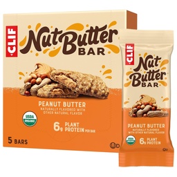 CLIF Nut Butter Bar - Beurre d'arachide - Barres d'énergie remplies - Non-OGM - USDA Organic - Plant-Based - Faible glycémique - 1,76 oz (5 pack)