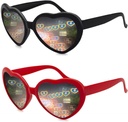 2 Pack Verres de diffraction en forme de coeur pour femmes, Lunettes de soleil effet coeur sont parfaits pour les accessoires de la Saint-Valentin, Rave Party, Soirée de mariage, Soirée musicale, Salons de feux d'artifice.
