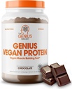 Genius Vegan Protein Powder, Chocolat - Lean-Based Muscle Building Shake pour les hommes et les femmes - Sources de protéines de pois et de citrouille - naturellement aromatisées et sucrées - Sans lait et sans lactose