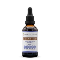 Secrets de la Tribe Bilberry Fruit Extrait liquide sans alcool, Bilberry (Vaccinium Myrtillus) Supplément de teinture de fruits séchés (2 FL OZ)