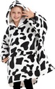 KFUBUO porte-manteaux pour enfants Sherpa Patterns Sweatshirt surdimensionné Couverture avec poche 6-10 ans vieux garçon cadeau d'anniversaire vache