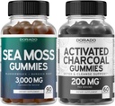 Mousse de mer irlandaise (90 Gummies) Seamoss cru pour la thyroïde, l'énergie et les immunosupport et charbon actif (60 Gummies) Healthy Detox & Cleanse Support - Formulé à partir de coquilles de noix de coco bio - Fabriqué aux États-Unis