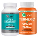 Magnésium et curcuma: Complexe de Glycinate de Magnésium, 250mg, 90 Capsules et Curcumine de Turcuma, 2400mg, 105 Capsules