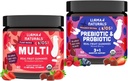 Lama Naturals Enfants Multivitamines et probiotiques et prébiotiques Bundle, Vegan, Bio Gut Santé et Immune Soutien Gummies, Vitamines Gommy de vrais fruits, Pas d'ajout de canne à sucre, 2 bouteilles, 30 jours d'approvisionnement