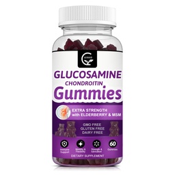 Glucosamine Chondritin Gommies avec MSM & Elderberry – Support de mobilité et de flexibilité extra-fort, Supplément immunitaire antioxydant pour les femmes et les hommes