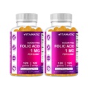 Gummées d'acide folique vitamatique 1000 mcg (1 mg) - Vitamines prénatales essentielles pour maman et bébé - Vitamine B9-120 Gummées végétaliennes (2)