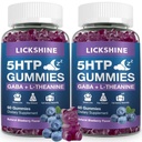 2 Pack 300MG 5-HTP GABA Supplément de sommeil Gommies avec 200mg L-Theanine Supplément pour cerveau, stabilisateur d'humeur et soutien de sommeil, sans mélatonine, Omega 3-6-9 pour zzz naturels, Blueberry Flavor