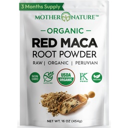 Poudre de racine rouge péruvienne bio, crue – Premium USDA certifié, équilibre hormonal pour les femmes, énergie naturelle, support d'humeur, non-OGM, superfood végétalien, 16 oz