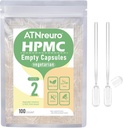 Taille 2 Capsules Vegan vides avec 2 Micro Spoons - 100 Compte Capsule Végétarienne vide - Capsules de pilules pour suppléments de poudres