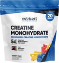 Boîtes à bâtons en poudre monohydraté de la créatine de Nutricost (5 arômes, 20 portions) - Micronisé, 5 grammes de monohydrate de créatine par emballage