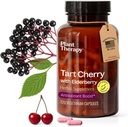 Tart thérapie végétale Capsules de cerise avec Elderberry fabriqués aux États-Unis Supports d'approvisionnement de 4 mois Le corps, système immunitaire et suppléments de cycle de sommeil pour les femmes et les hommes 120 Capsule végétarienne