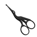 LIVINGO 3.5" Conseil arrondi Ciseaux vintage Stork, Acier inoxydable professionnel avec revêtement en titane noir, Cuticle Pédicure Beauté Ciseaux pour sourcils, Cheveux du visage, Peau sèche, Cheveux du nez