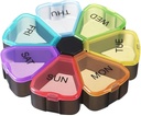 Organisateur hebdomadaire de pilules 7 jours, Cute Portable Large Daily Medicine Box, Facile à ouvrir, BPA sans rappel de cas de pilule de voyage pour le distributeur de médicaments suppléments d'huile de poisson vitamine Capsule DHA