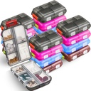 Sabary 16 Pcs Travel Pill Organizers with 10 Compartiments Portable Weekly Small Pill Cases Quotidien Huile de poisson Vitamines Boîte de médecine Distributeurs pour Pocket Purse Medicine Organizer Essentials (Stylish Color)
