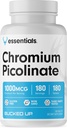 Picolinate de chrome enroulé 1000 mcg par service, essentiels enroulés (180 portions, 180 comprimés)
