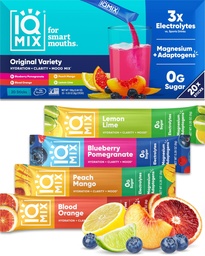 IQMIX Poudre d'électrolyte d'hydratation – Formule 4-en-1 pour l'hydratation, la clarté mentale, l'humeur et la récupération – Mélange de boissons sans sucre, Kéto, Magnésium L-Thréonate, Mane de Lion – 20 Count