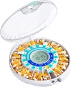 Distributeur automatique de pilules Daviky pour personnes âgées avec alarme, boîte électronique à pilules verrouillée de 28 jours, rappels sonores et lumineux pour médicaments, vitamines et suppléments