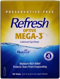 Refresh Optive Mega-3 Lubrifiant Conteneurs stériles à usage unique gouttes oculaires 30 ea (paquet de 3)