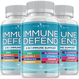 8 en 1 Immune Defense Support, Immunity Vitamines Supplément Booster avec Zinc 50mg, Vitamine C Elderberry VIT D3 5000 UI, Curcumine curcuma et gingembre, Echinacea - Allergie pour les enfants Adultes