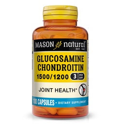 MASON NATURAL Glucosamine Chondroïtine 1500/1200 avec vitamine C, soutient la santé conjointe pour la flexibilité et la mobilité normales*, 100 capsules, 1 mois d'approvisionnement