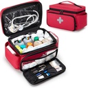CURMIO Petit sac de rangement en médecine vide, boîte de premiers soins de la famille, organisateur de bouteilles de pilules pour les fournitures médicales d'urgence, rouge (Bag seulement, brevet en attente)
