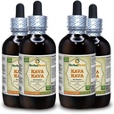 Kava Kava (Piper Methysticum) Teinture, extrait liquide de racine séchée (marque : HerbalTerra, fièrement fabriqué aux États-Unis) 4x4 fl.oz (4x120 ml)