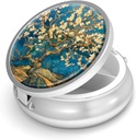 Pill Box-3 Compartiment petit étui de pilule pour la purse et la poche Mini porte-pilule en métal Conteneur de pilules de voyage pour tenir des suppléments Vitamines sans BPA (Almond Blossom-Van Gogh)