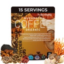 PoudreVitamine Bio Champignon Café Certifié Mold & Mycotoxine Sans GrassFed Collagen Types I & III 8 Fruits Champignons du corps Testé pour BetaGlucans Focus Énergie Digestion & Immunity 15 Serviages