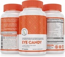 Legacy Wellness Eye Candy Vitamines avec de la lutéine, de la zéaxanthine, du calcium, de la biotine, du cuivre, des pilules de zinc + soutient la santé de la vision chez les adultes vieillissants + la souche oculaire de trop de temps d'écran, des suppléments d'oeil sec