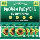 Crisp Power Protein Pretzels, Tout, High Protein Vegan Keto Snack, 28 G Protéines à base de plantes, Faible Carb Crunchy Pretzel Snacks, Sans sucre, Pas d'huiles de graines, 1.75 oz sacs, 24 Pack