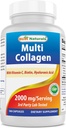 Best Naturals Multi Collagen Pills 2000mg pour les femmes et les hommes - Hydrolysed Collagen Peptides Capsules pour la peau des cheveux et les ongles avec les types I II III V X, Biotine, Hyaluronique Acid & Vitamine C
