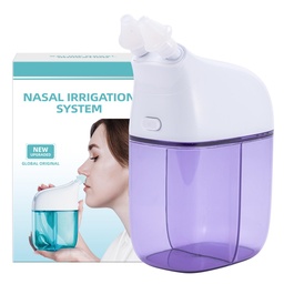 Système d'irrigation nasale, machine à rincer le nez, machine à rincer le sinus, machine à nettoyer le sinus avec réservoir d'eau salée et réservoir de collecte des déchets - Nez Cleaner pour sinus, sinus adultes, soulagement allergique - violet