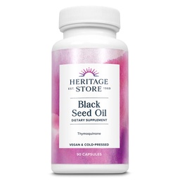 PATRIMOINE STORE Capsules liquides d'huile de graines noires 650mg, supplément d'huile de Nigella Sativa avec Thymoquinone, Oméga 3 6 9, Antioxydant, Cholestérol, Digestive, Joint & Immune Support*, Vegan, 45 Serv, 90ct