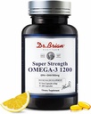 Dr Brian Omega 3 Huile de poisson - 1200 mg=180 Softgels Lemon Flavor rTG Omega3= EPA & DHA= Suppléments acides gras Omega 3 pour le cœur et le cerveau en santé -180 jours d'approvisionnement