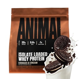 Poudre de protéines isolate de la lactosérum animal - Loaded for Pre & Post Workout Muscle Builder and Recovery with Digestive Enzymes for Men & Women - 25g Protéines, Grand Goût, Faible Sucre - Cookies et Crème 2 lbs