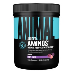 Acides aminés juteux animaux - BCAA poudre EAA Matrix Plus Hydratation avec électrolytes et sel de mer en tout temps récupération et amélioration de la performance, arômes de raisin, 30 portions