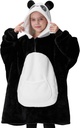 Giggling Getup Wearable Blanket Hoodie pour les filles et les garçons Sherpa Fleece Chandail à capuche Chandail chaud Cozy Sherpa Wearable lancer surdimensionné Hoodie avec poche géante et manches pour les enfants Panda