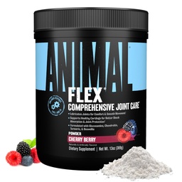 Poudre flexible animale - Supplément de soutien pour soulager la douleur, réparer et restaurer les muscles avec le curcuma, la glucosamine, la chondritine, le MSM, le collagène et la boswellie, Grand goût de cerise, 30 scoops