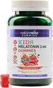 Enfants d'origine naturelle Mélatonine Gommies 1 mg - Sans médicament, sans précipitation formant une aide au sommeil pour les enfants de 4 ans et plus - Ours gommy aromatisé aux fraises - Vegan, sans gluten, sans OGM - 60 Compte[2-Mois]