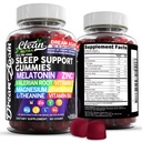 Nettoyant Nutra Melatonin Gummées 10mg de Sleep Aid La racine valériane L-Theanine Vitamine B6 C Lemon Baume Magnésium Hibiscus Beta Carotène Safran & Camomille Soutien Supplément Flavor framboise
