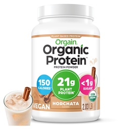 Orgaine en poudre de protéines végétales organiques, Horchata - 21g Protéines à base de plantes, 9g fibre prébiotique, faible teneur en glucides, pas d'ingrédients de lactose, pas de sucre ajouté, non-OGM, pour Shakes & Smoothies, 2.03 lb