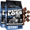 Bully Max 2-en-1 Chien Health Chews for Weight & Wellness – Soft Chews for Adult & Senior Dogs – Soutient la digestion, l'énergie et le poids corporel sain – 2 packs (75ct Chaque pack)