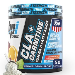 BPI Sports CLA+Carnitine – CLA L Carnitine et acide linoléique – L supplément carnitine pour perte de poids, métabolisme et muscle maigre – sans caféine – punch aux fruits – 50 portions – 12,34 oz