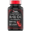 Huile de krill de l'Antarctique 1000mg - 120 Softgels avec l'Astaxanthine 1000mg Huile de krill rouge, 200 mg Phospholipides, 120 mg EPA, 80 mg DHA, 200 mcg Astaxanthine