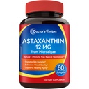 Recettes du médecin Astaxanthin 12 mg, de microalgues fraîches Premium, Max Strength, sans gluten, non-OGM, soutient la peau, les yeux, les os et le système immunitaire santé, 60 Softgels