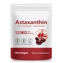Suppléments d'astaxanthine 12mg, Suppléments d'antioxydants d'astaxanthine Premium, Soutien oculaire, cerveau, articulaire, santé de la peau, 4 mois d'approvisionnement, 120 Softgels, Facile à avaler, Non-OGM