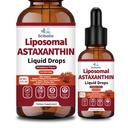 Astaxanthine supplément 12mg gouttes liquides, Avancé 10-en-1 Astaxanthine Antioxydant des microalgues fraîches Source w. Huile de Mct Lycopène Graine de raisin Turmère Vitamine E pour la peau articulaire immune oculaire Santé